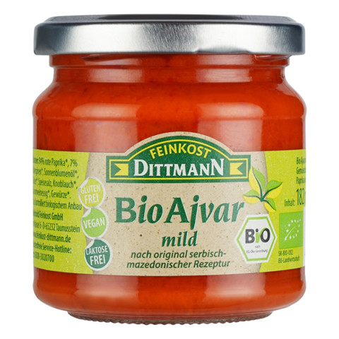 Feinkost Dittmann Bio Ajvar mild nach original serbisch mazedonischer Rezeptur im Glas 182 ml