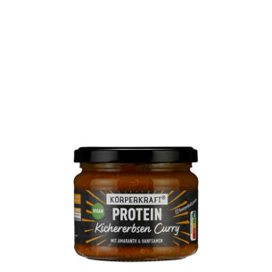 Körperkraft Protein Kichererbsen Curry vegan mit Amaranth und Hanfsamen im Glas 280 g